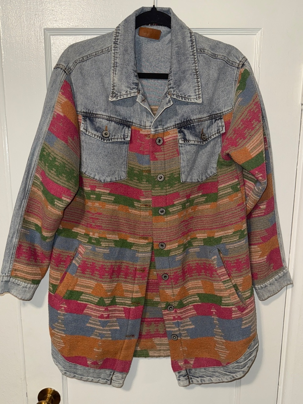 Western Aztec Denim Shacket